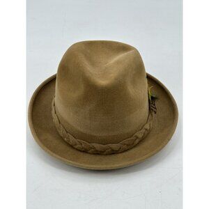 VTG Biltmore Golden Pheasant Hat Fedora Mens 7 Light Brown Felt Velour Feathers